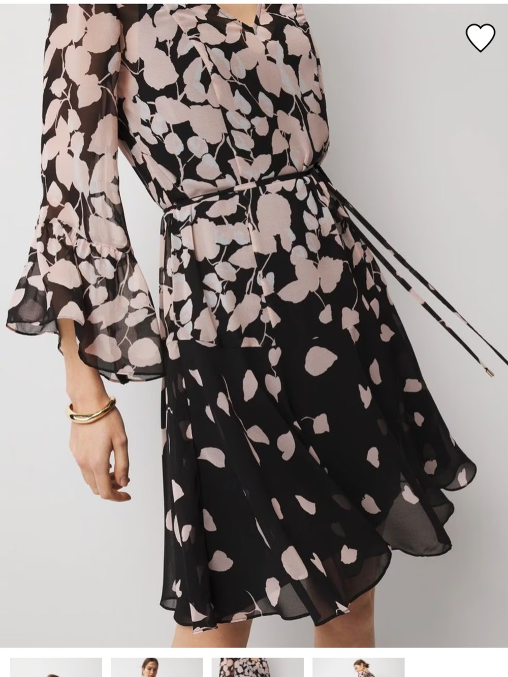 White House Black Market belted leaf print dress New